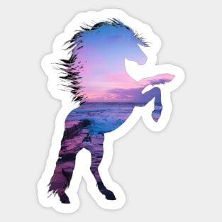 Sunset skyline and ocean horse pattern Sticker